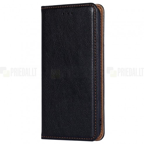 Solidus Xiaomi Poco F3 ir Xiaomi Mi 11i juodas odinis atverčiamas dėkla