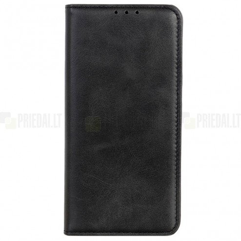 Xiaomi Poco F3 (Mi 11i) „Split“ serijos juodas odinis atverčiamas dėklas - knygutė