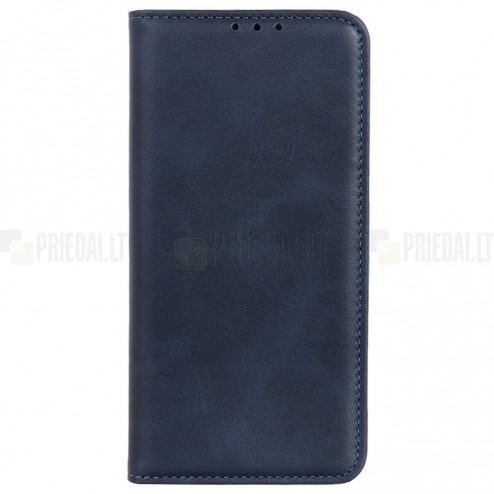 Xiaomi Poco X4 GT (Redmi Note 11T Pro, Redmi Note 11T Pro+) „Split“ mėlynas odinis atverčiamas dėklas - knygutė
