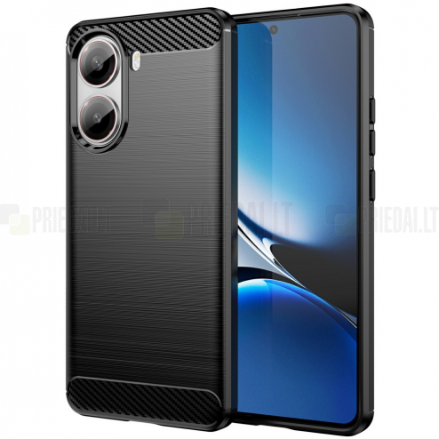 Poco X7 Pro 5G, Redmi Turbo 4 5G „Carbon“ kieto silikono TPU juodas dėklas - nugarėlė