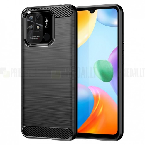 Xiaomi Redmi 10C „Carbon“ kieto silikono TPU juodas dėklas - nugarėlė