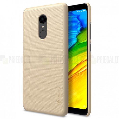 Xiaomi Redmi 5 Plus Nillkin Frosted Shield auksinis plastikinis dėklas + apsauginė ekrano plėvelė
