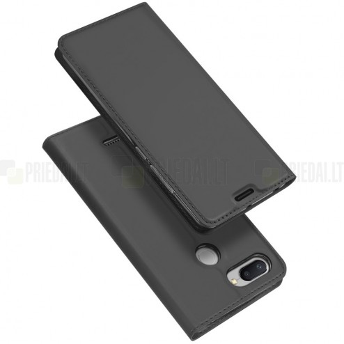 „Dux Ducis“ Skin serijos Xiaomi Redmi 6 juodas odinis atverčiamas dėklas9