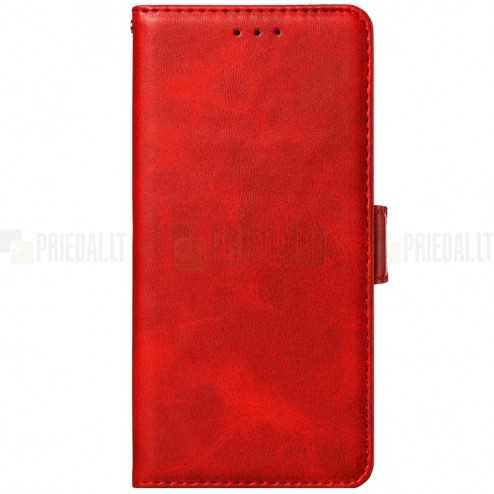 Shell Xiaomi Redmi 7 raudonas odinis atverčiamas dėklas
