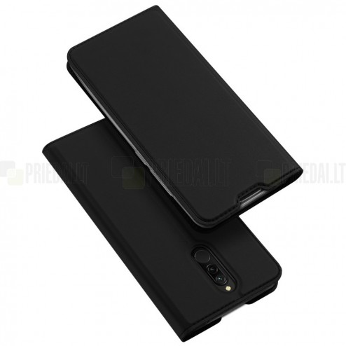 „Dux Ducis“ Skin serijos Xiaomi Redmi 8 juodas odinis atverčiamas dėklas9
