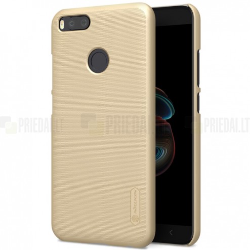 Nillkin Frosted Shield Xiaomi Mi A1 ir Mi 5X auksinis plastikinis dėklas + apsauginė ekrano plėvelė