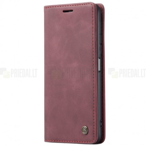 Xiaomi Redmi Note 10 Pro CaseMe Retro solidus atverčiamas bordo odinis dėklas - knygutė