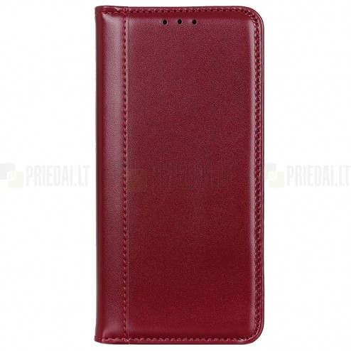 Xiaomi Redmi Note 10S (Note 10 4G) bordo odinis atverčiamas dėklas - knygutė su magnetu