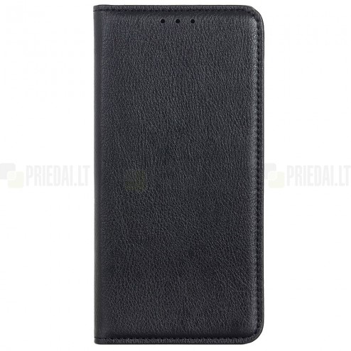 Xiaomi Redmi Note 11 4G Solidus juodas odinis atverčiamas dėklas - knygutė