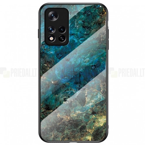 Xiaomi Poco M4 Pro (Redmi Note 11 5G) „Marble“ kieto silikono TPU mėlynas dėklas - nugarėlė