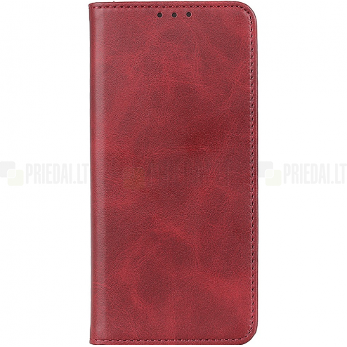 Xiaomi Redmi Note 14 5G „Split“ raudonas odinis atverčiamas dėklas - knygutė