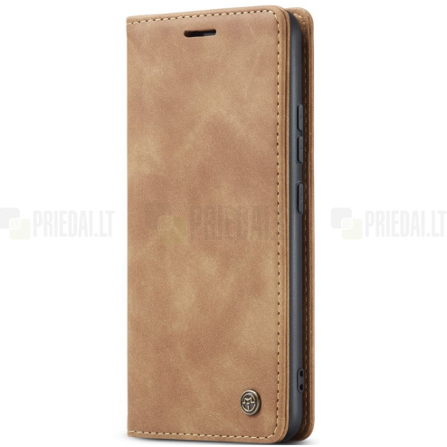 Xiaomi Redmi Note 14 Pro (Pro+) 5G (Poco X7 5G) CaseMe Retro solidus atverčiamas šviesiai rudas odinis dėklas - knygutė