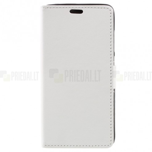 Xiaomi Redmi Note 4X atverčiamas baltas odinis dėklas, knygutė - piniginė