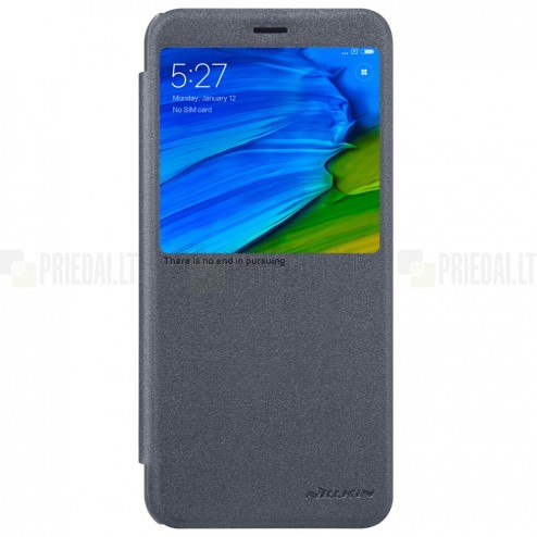Xiaomi Redmi Note 5 2018 (Redmi Note 5 Pro) pilkas odinis atverčiamas Nillkin Sparkle dėklas
