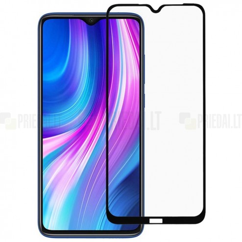 Xiaomi Redmi Note 8, Redmi Note 8 2021 „Rurihai“ 9H Tempered Glass sustiprintos apsaugos juodas pilnai dengiantis apsauginis ekrano stiklas 2.5D