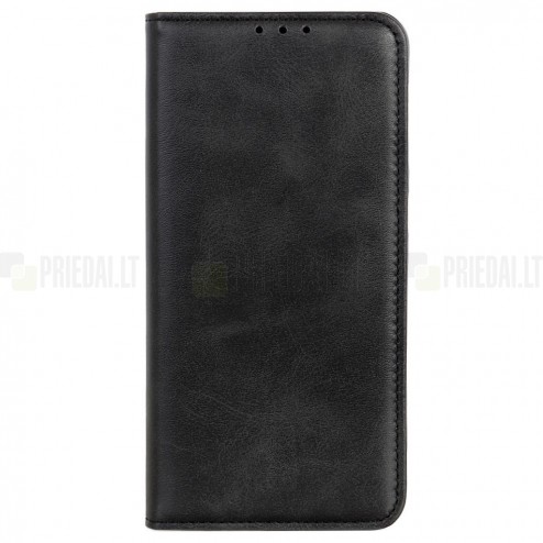 Xiaomi Redmi Note 8 2021 „Split“ serijos juodas odinis atverčiamas dėklas - knygutė