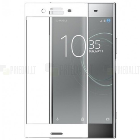 Sony Xperia XZ Premium (Sony Xperia XZ Premium Dual) „3D Rewan“ 9H Tempered Glass sustiprintos apsaugos baltas pilnai dengiantis apsauginis ekrano stiklas 0,26 mm