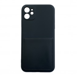 „Card Slot“ kieto silikono (TPU) dėklas su kišenėle - juodas (iPhone 11)