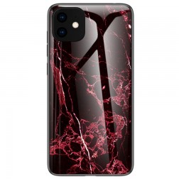 „Marble“ kieto silikono (TPU) dėklas - juodas / raudonas (iPhone 11)