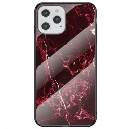 „Marble“ kieto silikono (TPU) dėklas - juodas / raudonas (iPhone 12 / 12 Pro)