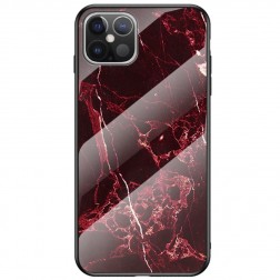 „Marble“ kieto silikono (TPU) dėklas - juodas / raudonas (iPhone 12 Pro Max)