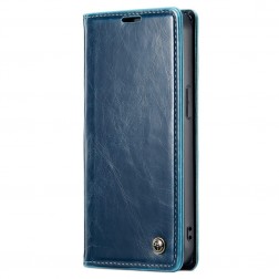„CaseMe“ Leather solidus atverčiamas dėklas - mėlynas (iPhone 13)