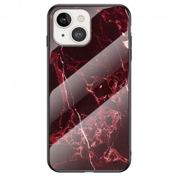 „Marble“ kieto silikono (TPU) dėklas - juodas / raudonas (iPhone 13)