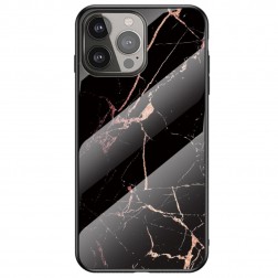 „Marble“ kieto silikono (TPU) dėklas - juodas / auksinis (iPhone 13 Pro)