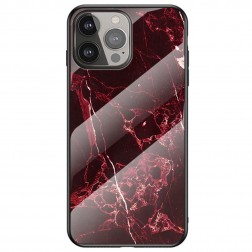 „Marble“ kieto silikono (TPU) dėklas - juodas / raudonas (iPhone 13 Pro Max)