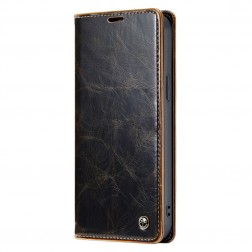 „CaseMe“ Leather solidus atverčiamas dėklas - rudas (iPhone 14 Plus)