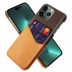 „KSQ“ Shell dėklas su kišenėle - rudas (iPhone 14 Pro)
