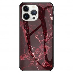 „Marble“ kieto silikono (TPU) dėklas - juodas / raudonas (iPhone 14 Pro Max)