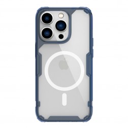 „Nillkin“ Nature TPU Pro MagSafe sustiprintos apsaugos kieto silikono (TPU) dėklas - skaidrus / mėlynas (iPhone 14 Pro Max)