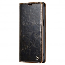 „CaseMe“ Leather solidus atverčiamas dėklas - rudas (iPhone 15 Plus)
