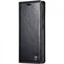 „CaseMe“ Leather solidus atverčiamas dėklas - juodas (iPhone 16 Plus)