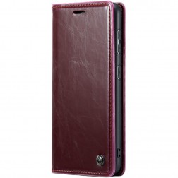 „CaseMe“ Leather solidus atverčiamas dėklas - bordo (iPhone 16 Pro Max)