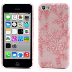 Gėlėtas plastikinis dėklas - rožinis (iPhone 5C)