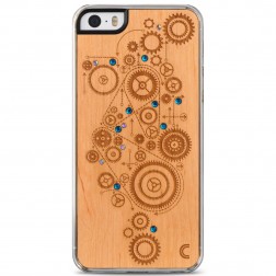 „Crafted Cover“ natūralaus medžio dėklas - Mechanizmas su kristalais (iPhone 5 / 5S / SE 2016)