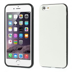 Kieto silikono (TPU) dėklas su odos imitacija - baltas (iPhone 6 / 6s)