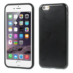 Kieto silikono (TPU) dėklas su odos imitacija - juodas (iPhone 6 / 6s)