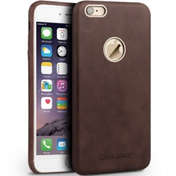 „QIALINO“ Slim Leather dėklas - tamsiai rudas (iPhone 6 / 6S)