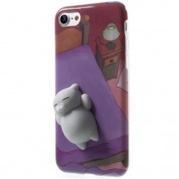 „Squezy“ Cat kieto silikono (TPU) dėklas - violetinis (iPhone 7 / 8 / SE 2020 / SE 2022)