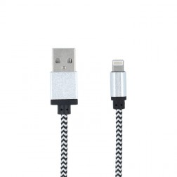 „Forever“ Nylon Lightning USB laidas - pilkas (1 m.)