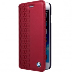 „BMW“ Signature atverčiamas odinis dėklas - raudonas (iPhone 6 / 6s)