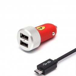 „Ferrari“ Slim Car automobilinis įkroviklis + micro USB laidas - raudonas (2.1 A)
