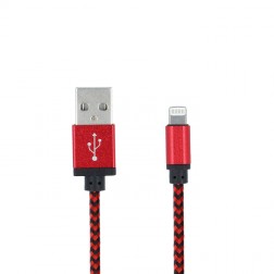 „Forever“ Nylon Lightning USB laidas - raudonas (1 m.)