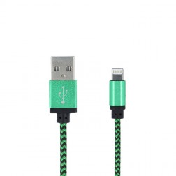 „Forever“ Nylon Lightning USB laidas - žalias (1 m.)