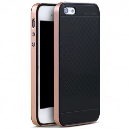 „IPAKY“ kieto silikono (TPU) dėklas - juodas / rožinis (iPhone 5 / 5S / SE 2016)