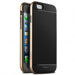 „IPAKY“ kieto silikono (TPU) dėklas - juodas / auksinis (iPhone 6 / 6s)