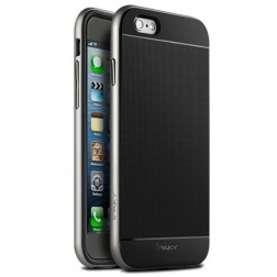 „IPAKY“ kieto silikono (TPU) dėklas - juodas / sidabrinis (iPhone 6 Plus / 6s Plus)